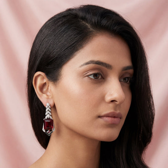 Imperial Ruby Crest Drop Earrings