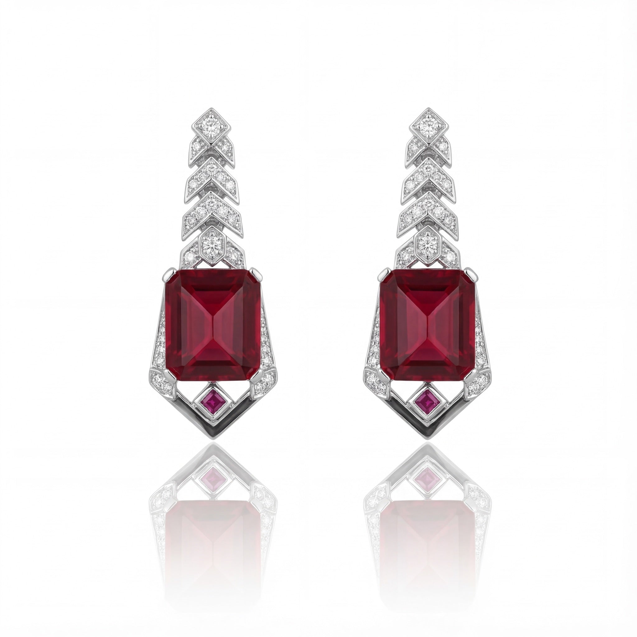 Imperial Ruby Crest Drop Earrings
