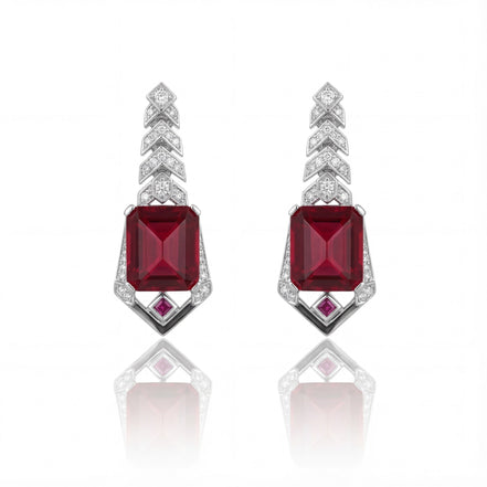 Imperial Ruby Crest Drop Earrings