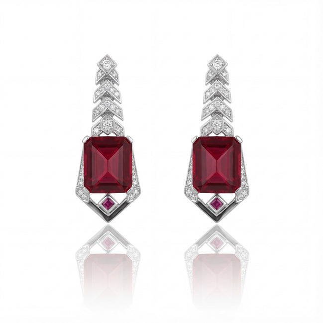Imperial Ruby Crest Drop Earrings