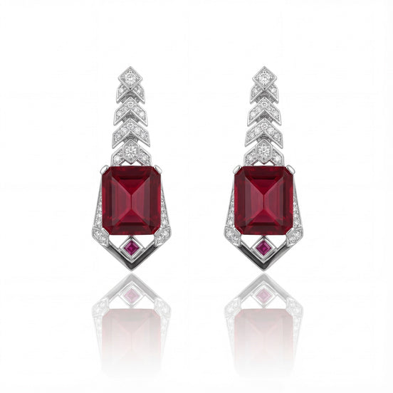 Imperial Ruby Crest Drop Earrings