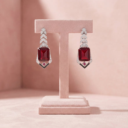Imperial Ruby Crest Drop Earrings