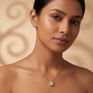 Emerald-Cut Halo Solitaire Pendant Necklace