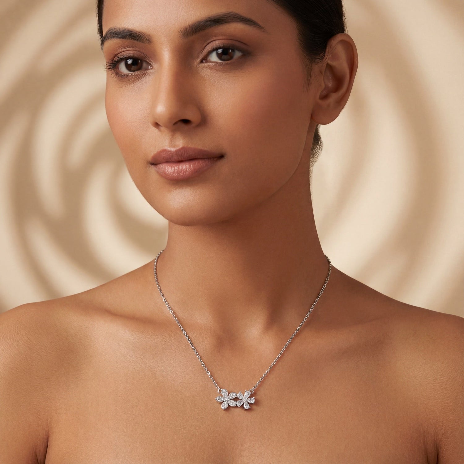 Floral Spark Dual Bloom Pendant Necklace