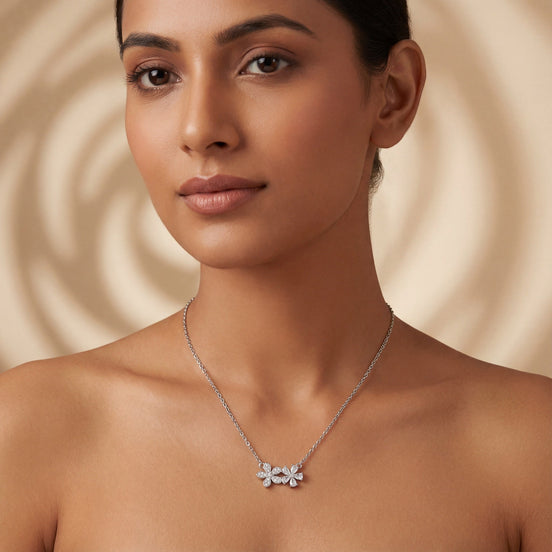 Floral Spark Dual Bloom Pendant Necklace