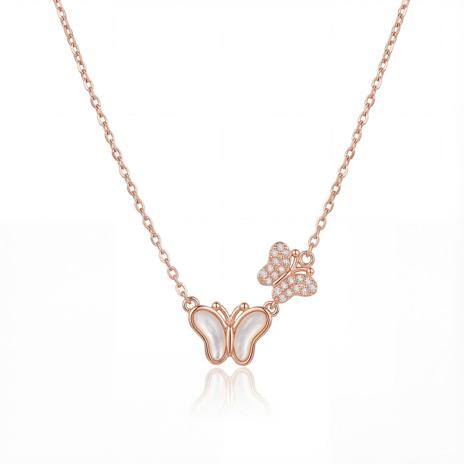 Mother-of-Pearl Butterfly Diamond Necklace