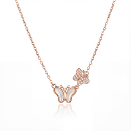 Mother-of-Pearl Butterfly Diamond Necklace