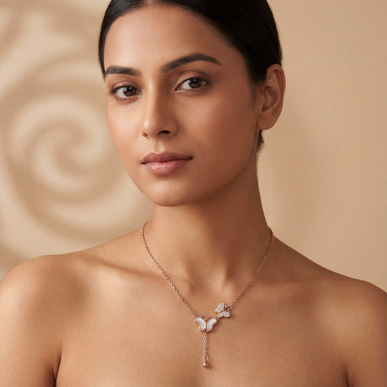 Mother-of-Pearl Butterfly Diamond Necklace