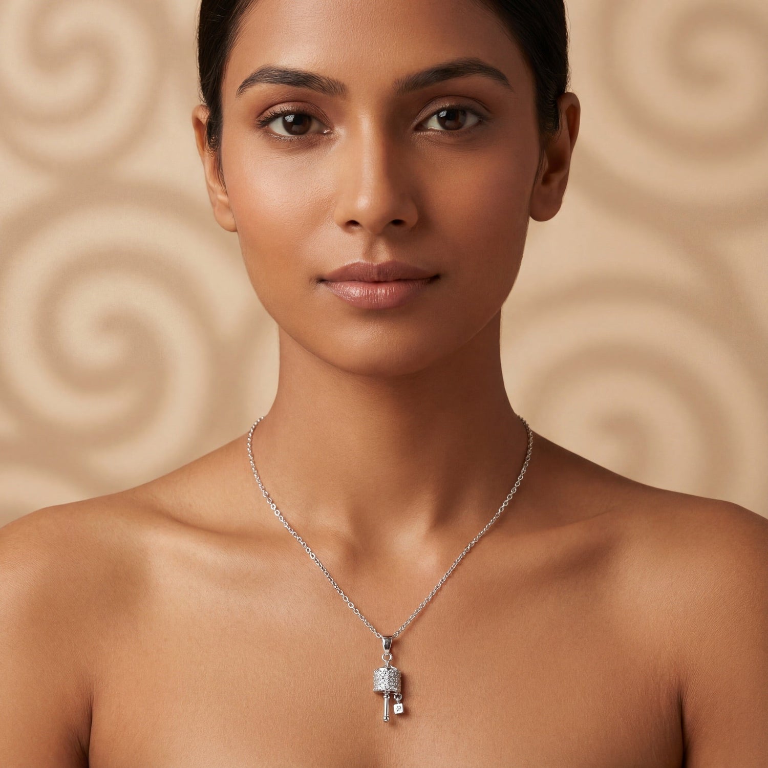 Pavé Lock & Key Charm Pendant Necklace