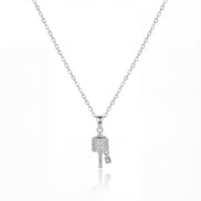 Pavé Lock & Key Charm Pendant Necklace