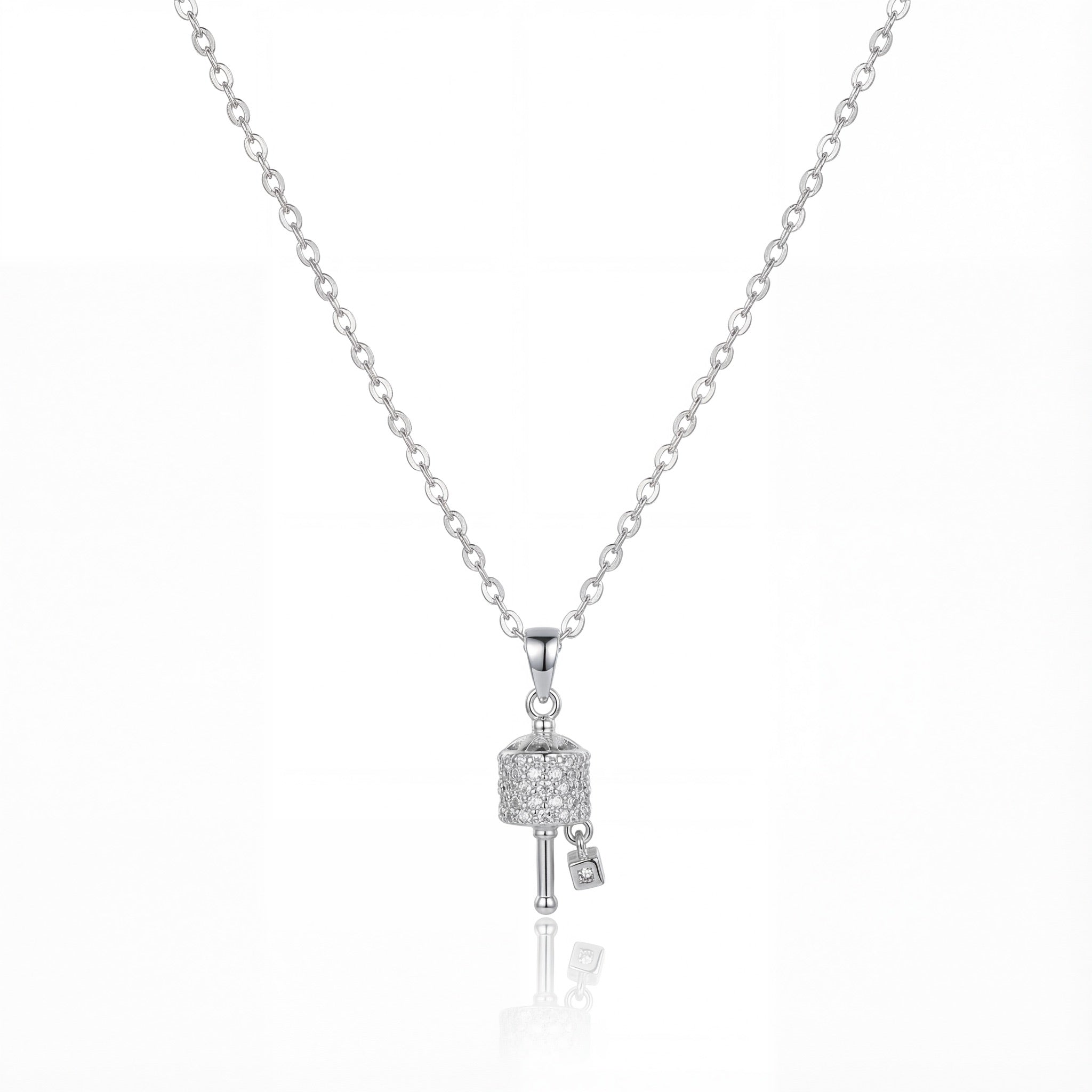 Pavé Lock & Key Charm Pendant Necklace