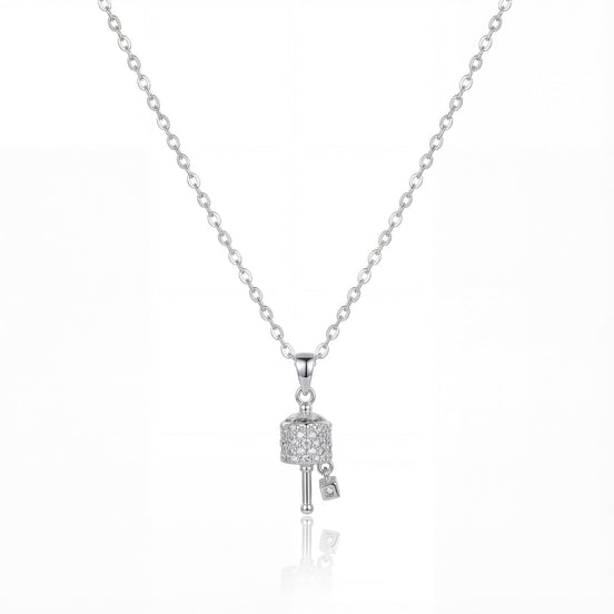 Pavé Lock & Key Charm Pendant Necklace
