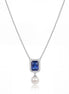 Sapphire Pearl Elegance Drop Pendant Necklace