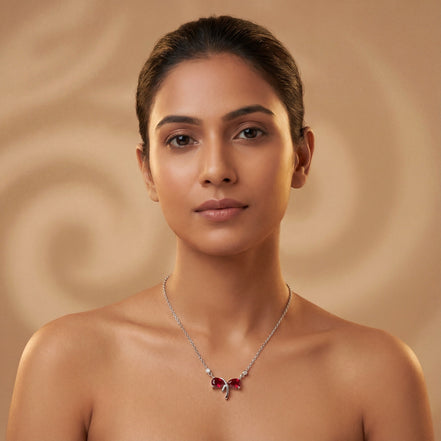 Ruby Butterfly Grace Pendant Necklace
