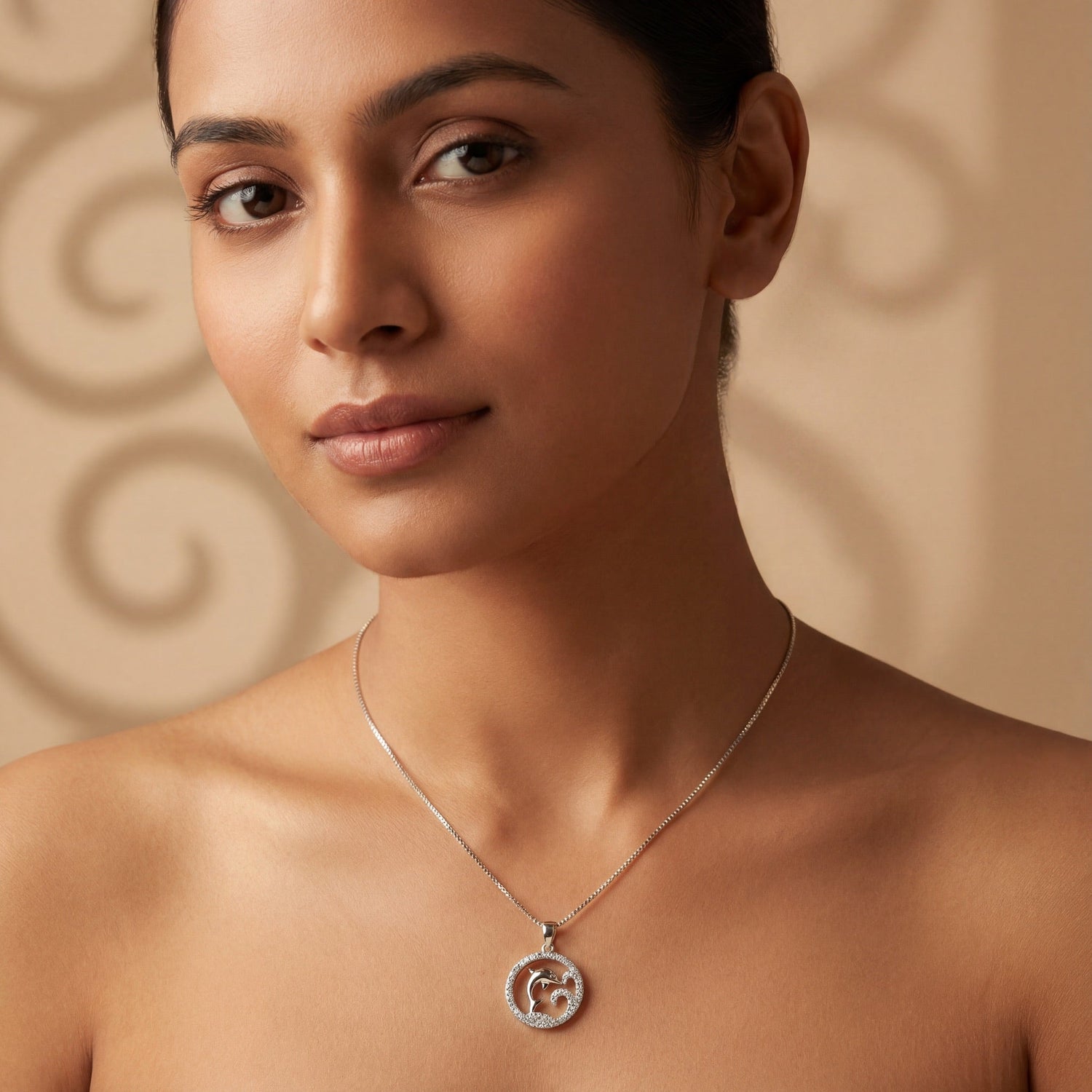 Ocean Spirit Dolphin Diamond Pendant Necklace