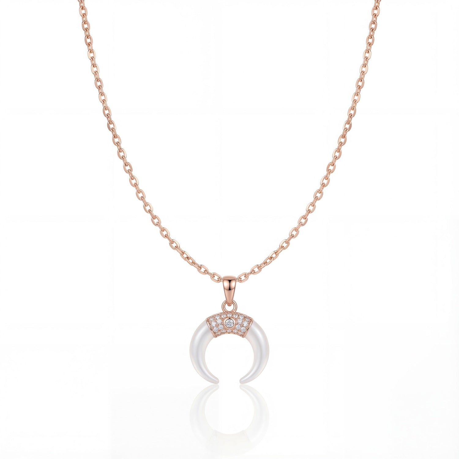 Luna Crescent Pearl Pendant Necklace