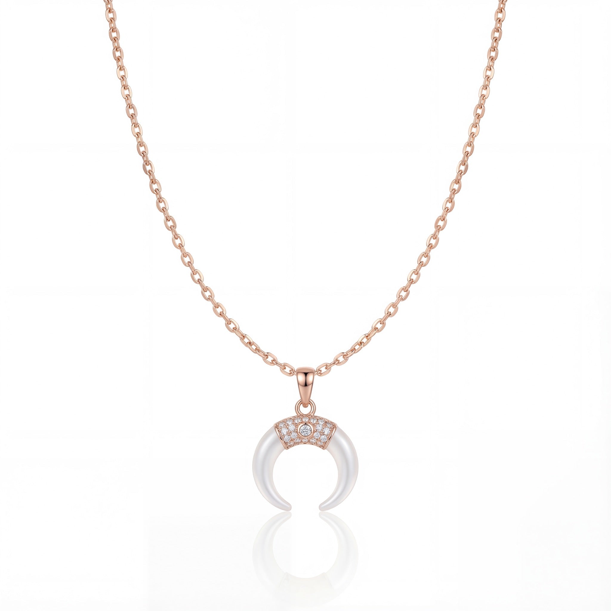 Luna Crescent Pearl Pendant Necklace