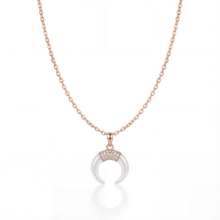 Luna Crescent Pearl Pendant Necklace