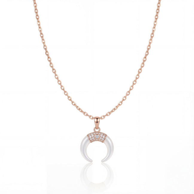 Luna Crescent Pearl Pendant Necklace