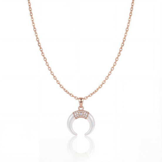 Luna Crescent Pearl Pendant Necklace