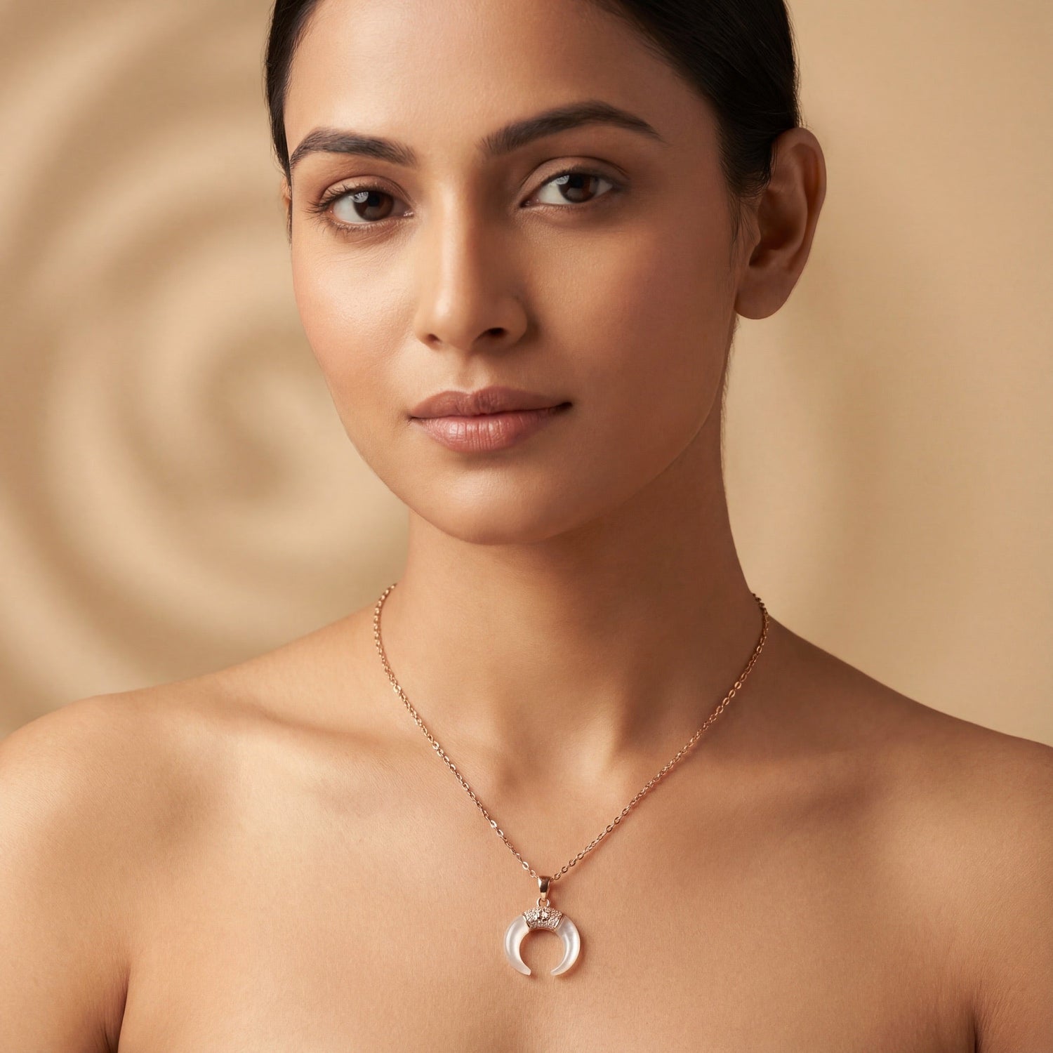 Luna Crescent Pearl Pendant Necklace
