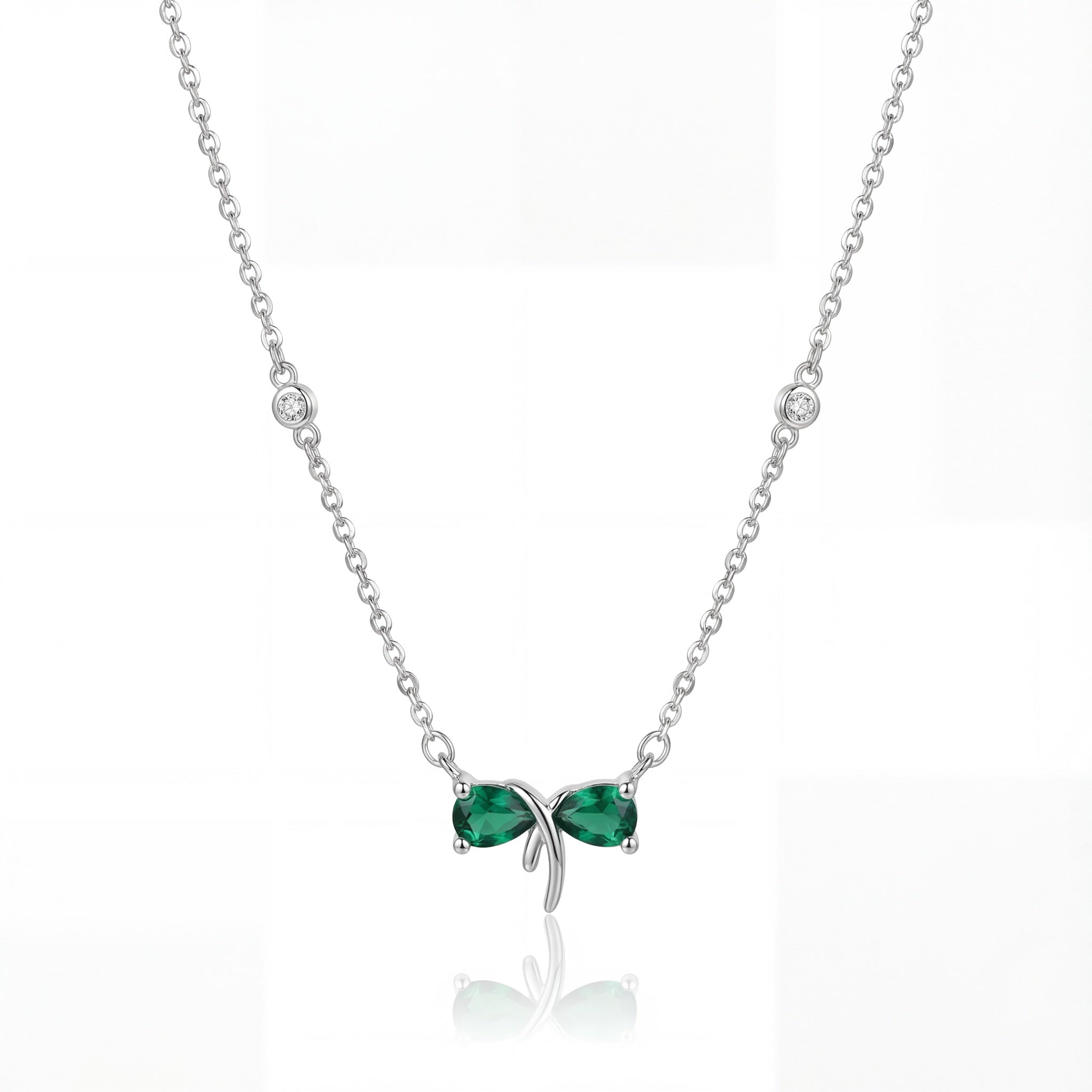 Emerald Butterfly Grace Pendant Necklace