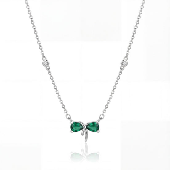 Emerald Butterfly Grace Pendant Necklace