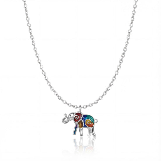 Royal Elephant Enamel Pendant Necklace