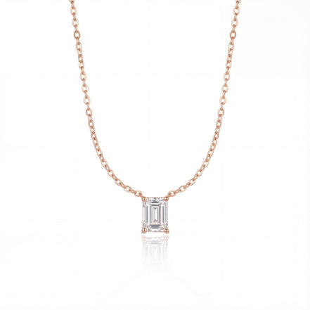 Emerald-Cut Solitaire Pendant Necklace