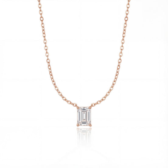 Emerald-Cut Solitaire Pendant Necklace