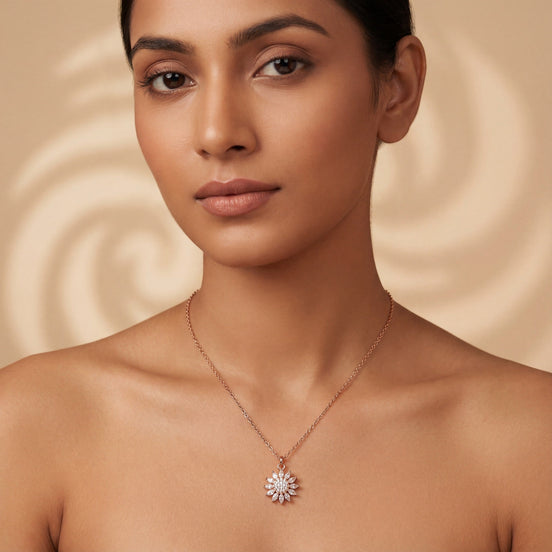 Sunburst Radiance Diamond Pendant Necklace