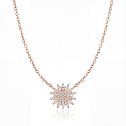 Sunburst Radiance Diamond Pendant Necklace