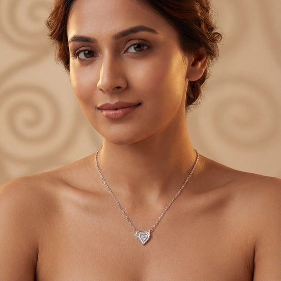 Celestial Heart Silver Pendant Necklace
