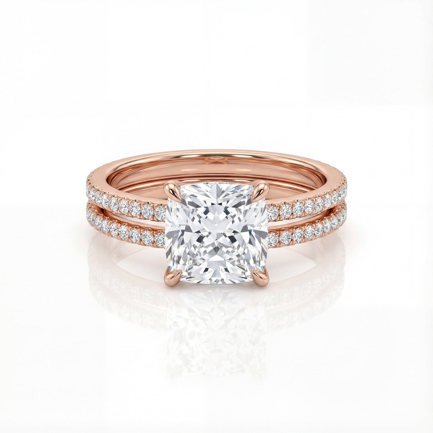 Rose Gold Cushion Halo Ring