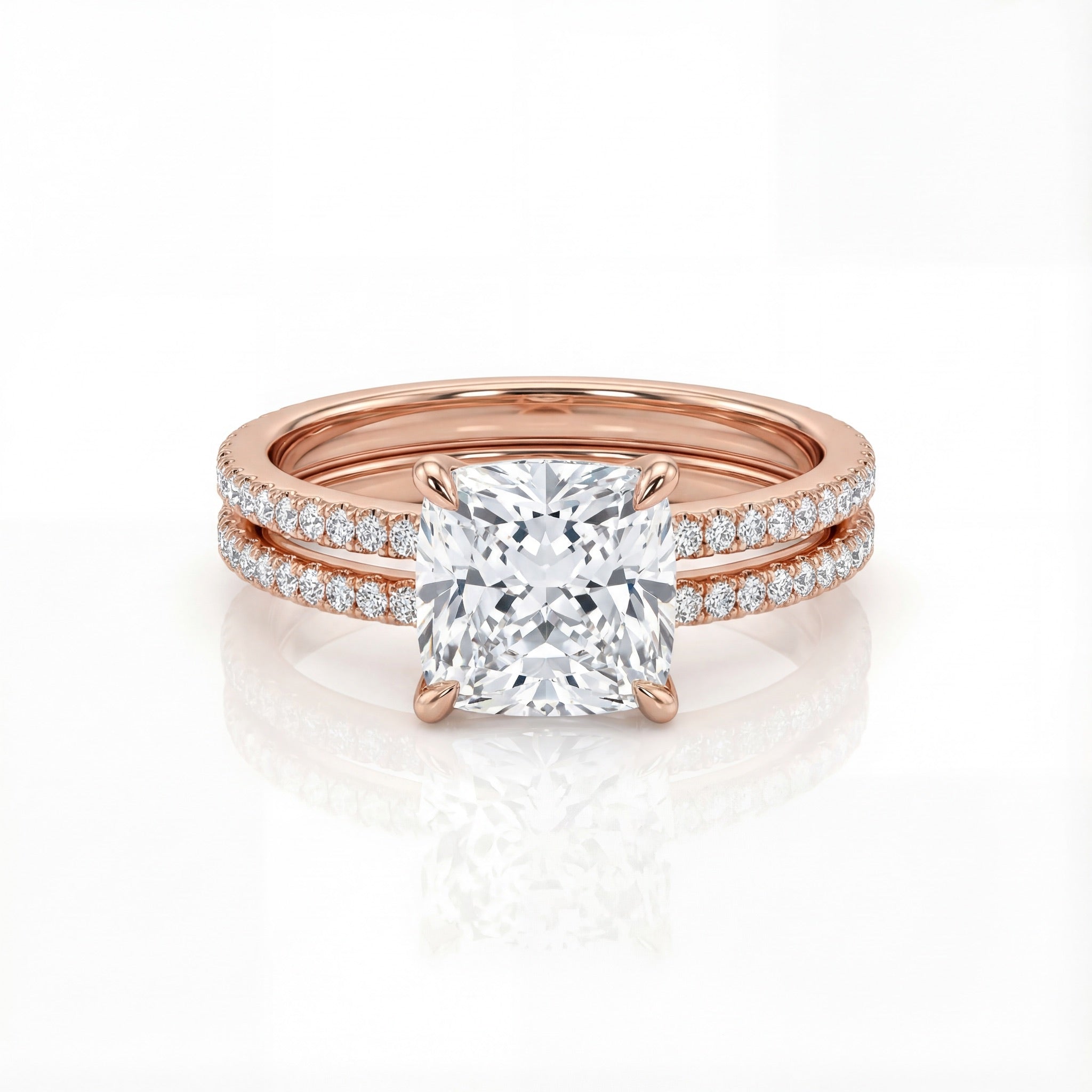 Rose Gold Cushion Halo Ring