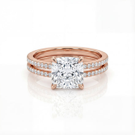 Rose Gold Cushion Halo Ring