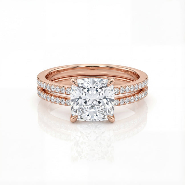 Rose Gold Cushion Halo Ring