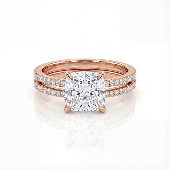 Rose Gold Cushion Halo Ring