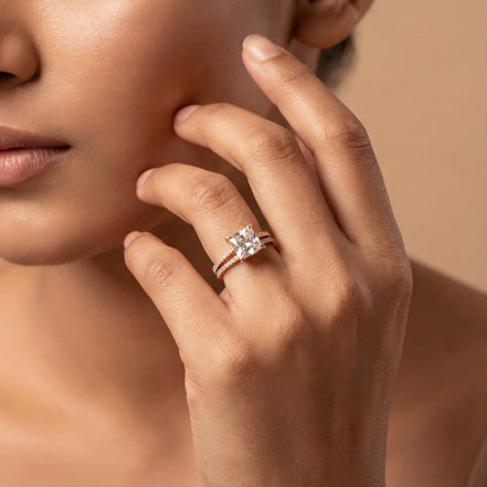 Rose Gold Cushion Halo Ring