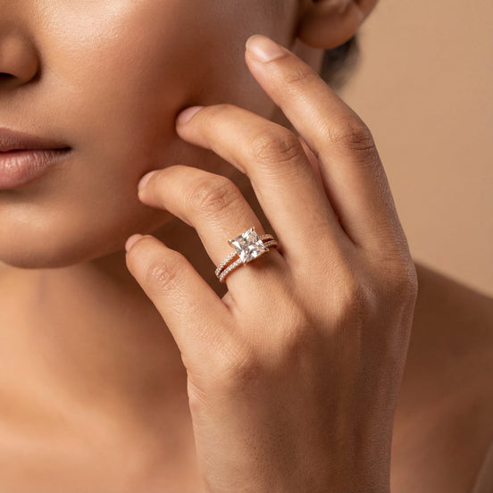 Rose Gold Cushion Halo Ring