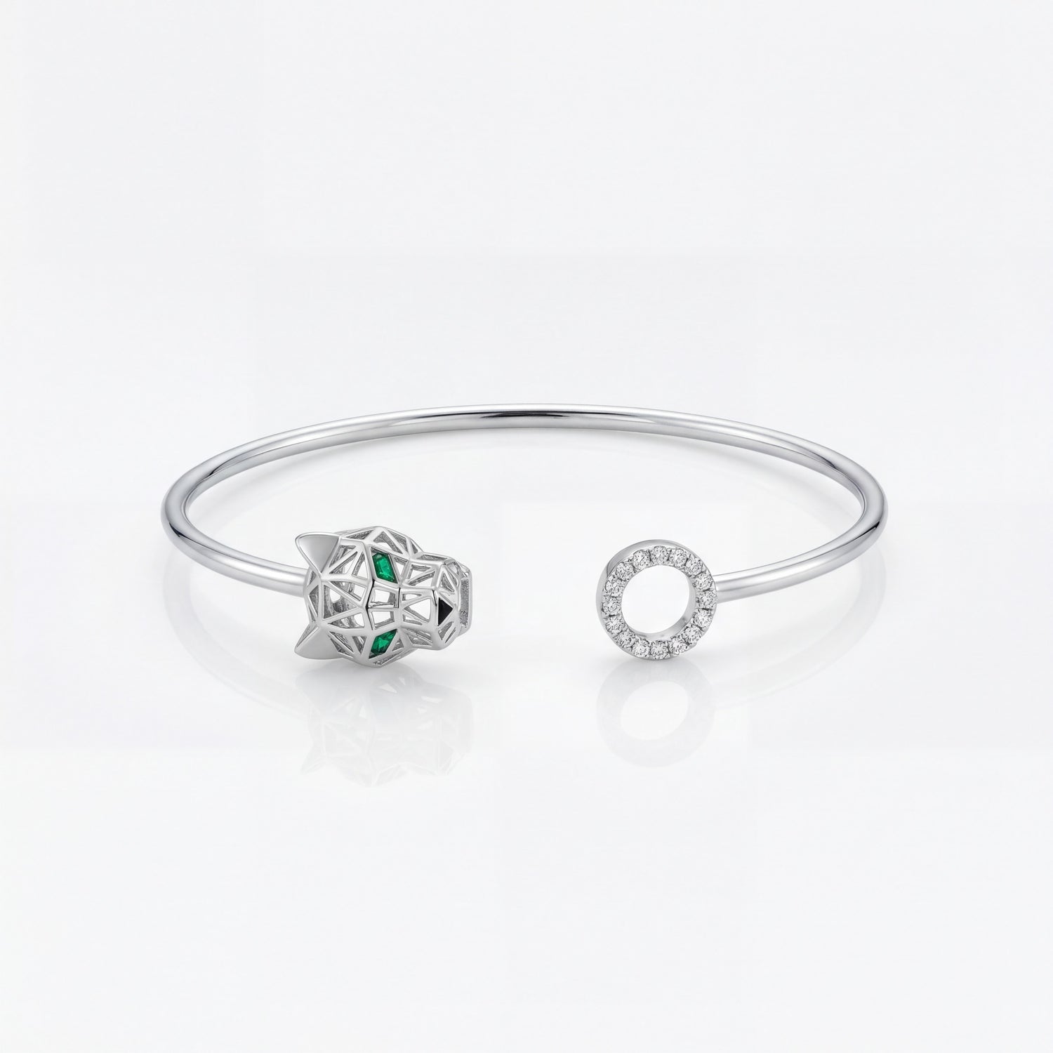 Geometric Panther Luxe Open Bracelet