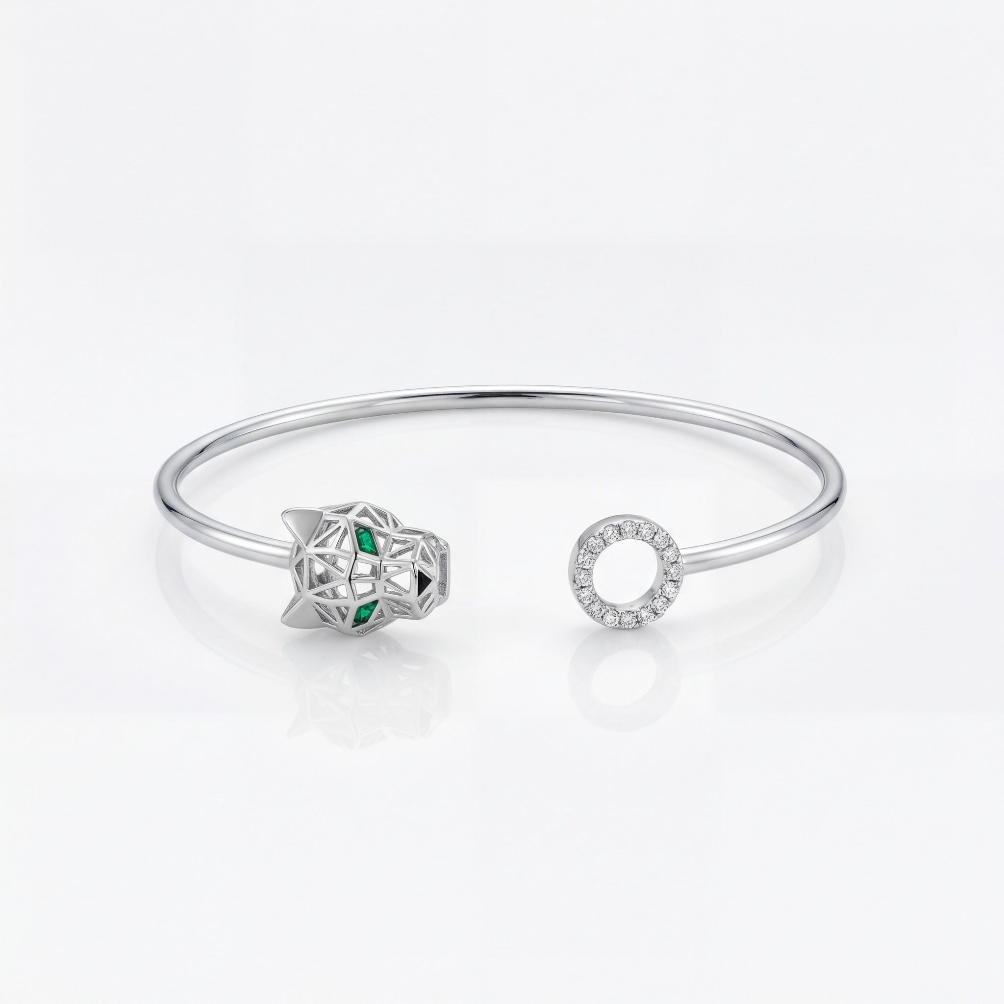 Geometric Panther Luxe Open Bracelet
