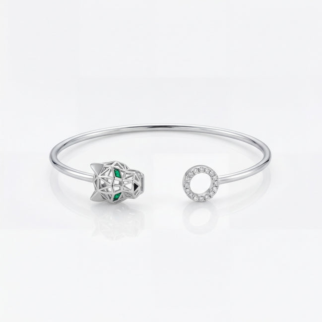 Geometric Panther Luxe Open Bracelet