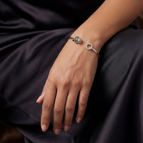Geometric Panther Luxe Open Bracelet
