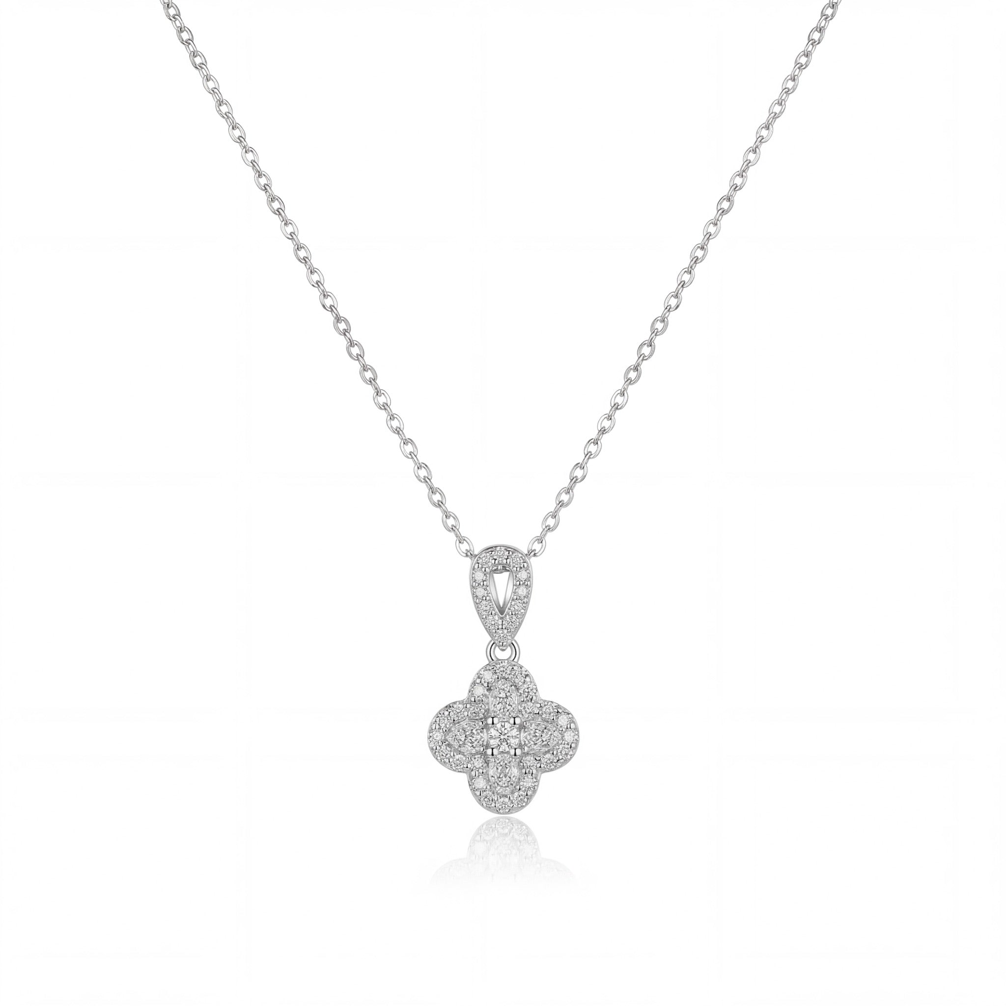 Diamond Clover Bloom Necklace