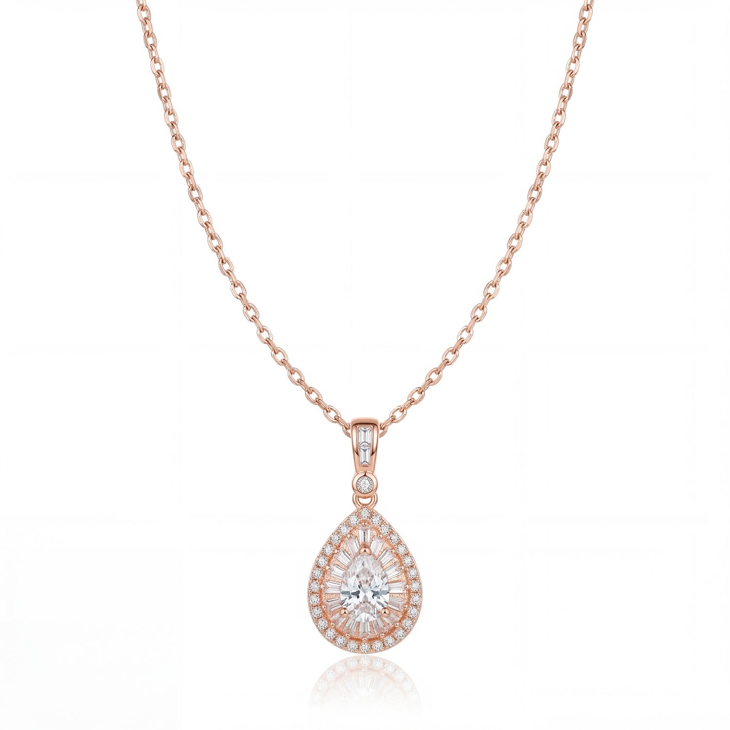 Teardrop Radiance Halo Necklace