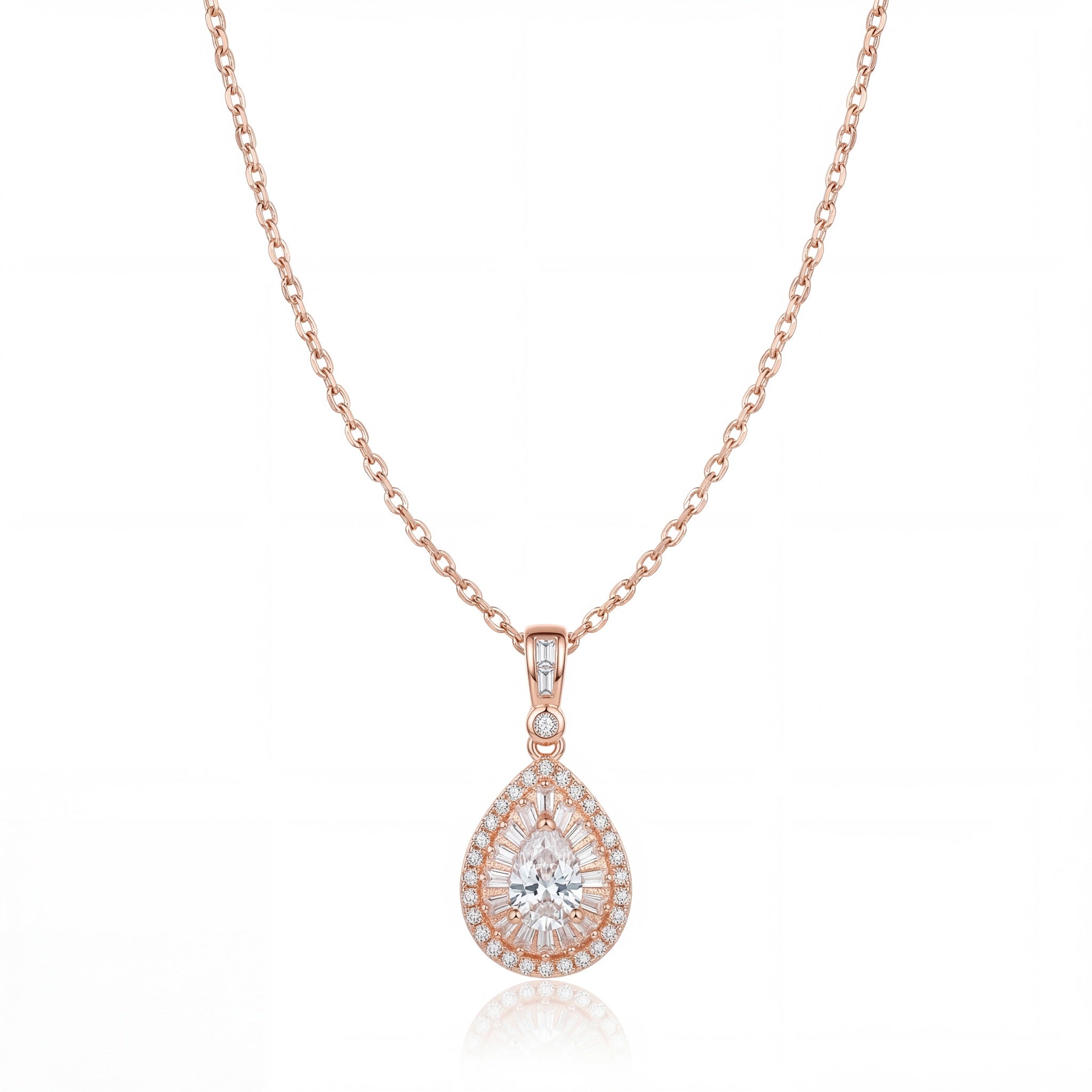 Teardrop Radiance Halo Necklace