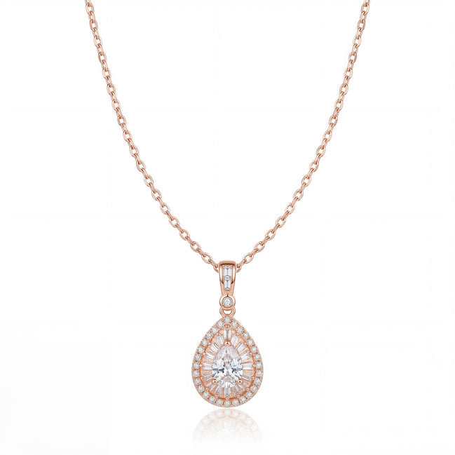 Teardrop Radiance Halo Necklace