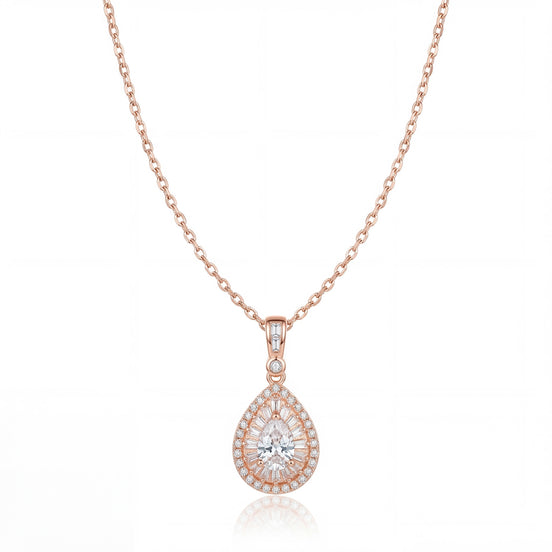 Teardrop Radiance Halo Necklace