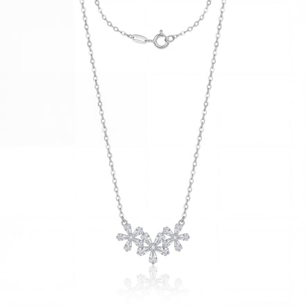 Floral Crystal Cluster Necklace